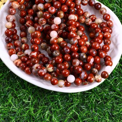 Perlas red de jaspe redonda piedra preciosa de cristal natural tamaño de perlas diferentes hebras de perlas sueltas para la fabricación de joyas DIY
