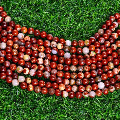Perlas red de jaspe redonda piedra preciosa de cristal natural tamaño de perlas diferentes hebras de perlas sueltas para la fabricación de joyas DIY