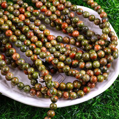 Unakite cuentas redondas cristal natural piedra preciosa tamaño de cuentas diferentes hebras de cuentas sueltas para la fabricación de joyas DIY