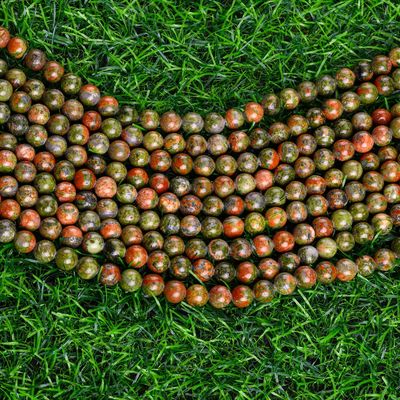 Unakite cuentas redondas cristal natural piedra preciosa tamaño de cuentas diferentes hebras de cuentas sueltas para la fabricación de joyas DIY