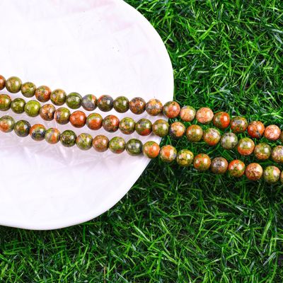 Unakite cuentas redondas cristal natural piedra preciosa tamaño de cuentas diferentes hebras de cuentas sueltas para la fabricación de joyas DIY