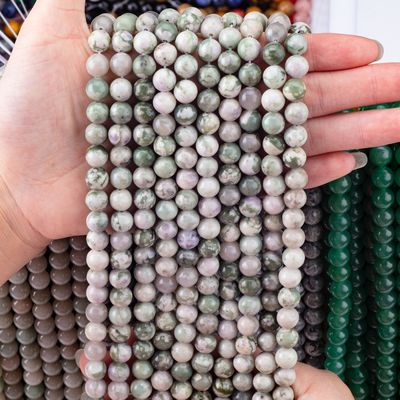 Perlas redondas de jade de suerte piedra preciosa de cristal natural tamaño de perlas diferentes hebras de perlas sueltas para hacer joyas
