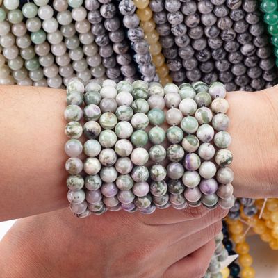 Perlas redondas de jade de suerte piedra preciosa de cristal natural tamaño de perlas diferentes hebras de perlas sueltas para hacer joyas