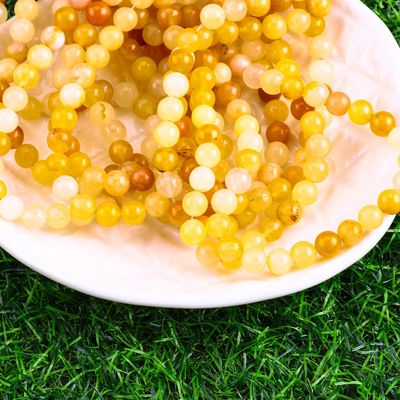 Jade amarillo oscuro cuentas redondas cristal natural piedra preciosa tamaño de cuentas diferentes hebras de cuentas sueltas para hacer joyas DIY