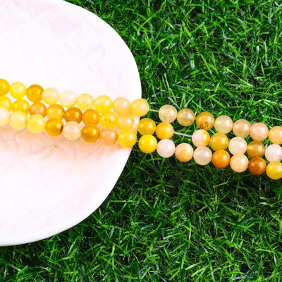 Jade amarillo oscuro cuentas redondas cristal natural piedra preciosa tamaño de cuentas diferentes hebras de cuentas sueltas para hacer joyas DIY