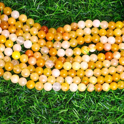 Jade amarillo oscuro cuentas redondas cristal natural piedra preciosa tamaño de cuentas diferentes hebras de cuentas sueltas para hacer joyas DIY