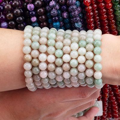 She Tai Jade Redonda Perla cristal natural de piedra preciosa de diferentes tamaños de perlas hilos de perlas sueltas para la fabricación de joyas DIY