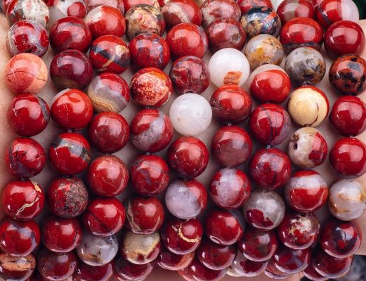 Perlas red de jaspe redonda piedra preciosa de cristal natural tamaño de perlas diferentes hebras de perlas sueltas para la fabricación de joyas DIY