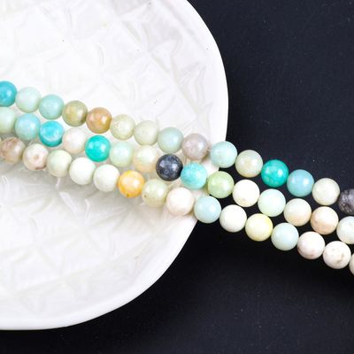 Amazonita de cuentas redondas de cristal natural de piedra preciosa de diferentes tamaños de cuentas hilos de cuentas sueltas para la fabricación de joyas DIY
