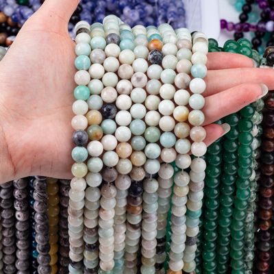 Amazonita de cuentas redondas de cristal natural de piedra preciosa de diferentes tamaños de cuentas hilos de cuentas sueltas para la fabricación de joyas DIY