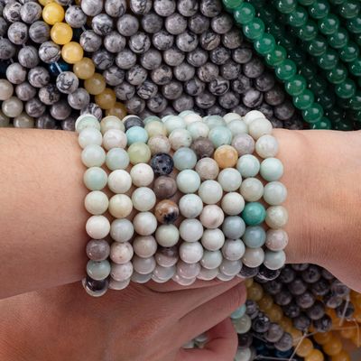 Amazonita de cuentas redondas de cristal natural de piedra preciosa de diferentes tamaños de cuentas hilos de cuentas sueltas para la fabricación de joyas DIY