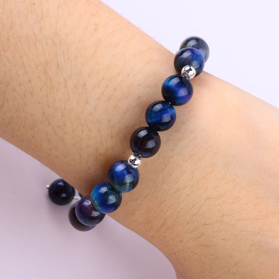 Cristal de piedra preciosa 8mm Arco iris Ojo de tigre con copo de nieve Brazalete de estiramiento encantador para regalar
