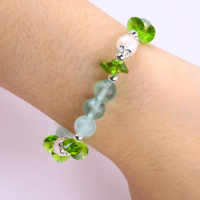 8 mm de piedra semipreciosa fluorita con melodía púrpura tallado brazalete de estiramiento para regalo