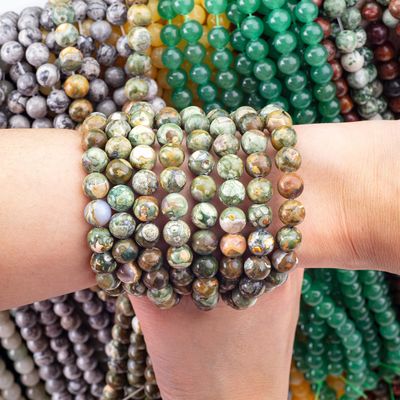 Kambaba Jasper cuentas redondas cristal natural de piedra preciosa hilos de cuentas sueltas para la fabricación de joyas DIY