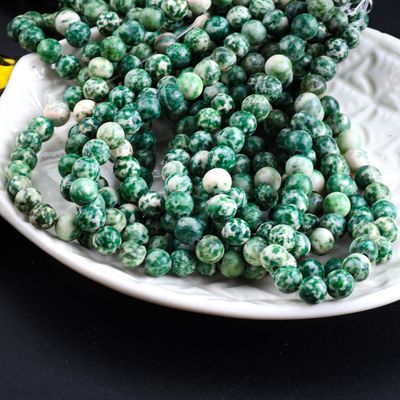 Perlas redondas con manchas azules cristal natural de piedra preciosa hebras sueltas de perlas para hacer joyas DIY