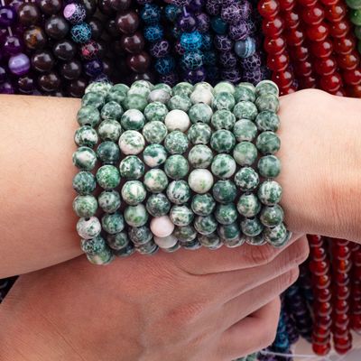 Perlas redondas con manchas azules cristal natural de piedra preciosa hebras sueltas de perlas para hacer joyas DIY
