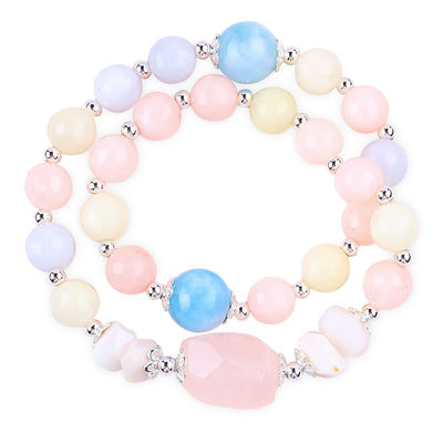 Morganita hecha a mano bricolaje de doble capa cristal natural multifazado de pulsera redonda de cuentas para regalo