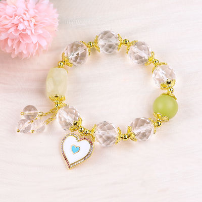 Brazalete de cuentas redondas de color blanco natural de cristal de círculo único elástico de 14 mm para meditación