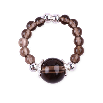 Anillo con cuentas de piedra preciosa hecha a mano Anillo ajustable de piedra de cítrico de color té Para el uso diario de la fiesta