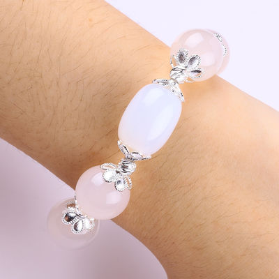 Piedra semi-preciosa de energía curativa Ágata blanca con brazalete de corazón grande claro para uso diario