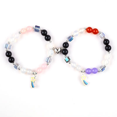 8MM Multicolor Cristal Natural Amistad Joyería Distancia Brazalete Corazones Magnetos Brazalete Para Regalo