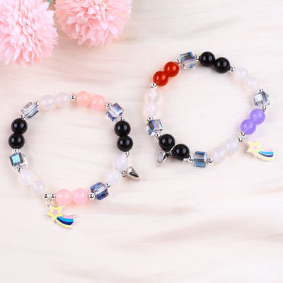 8MM Multicolor Cristal Natural Amistad Joyería Distancia Brazalete Corazones Magnetos Brazalete Para Regalo
