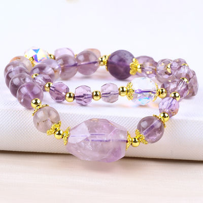 Doble capa de púrpura Azeztulite 12mm 14mm pulsera de cuentas OEM ODM