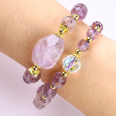 Doble capa de púrpura Azeztulite 12mm 14mm pulsera de cuentas OEM ODM