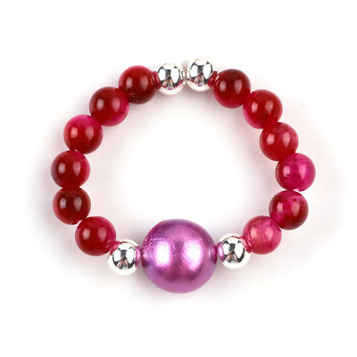 Anillo con cuentas de piedra preciosa hecha a mano de 4 mm, ajustable, elástico, rosa, rojo, de ojo de tigre, anillo de piedra para la fiesta, de uso diario
