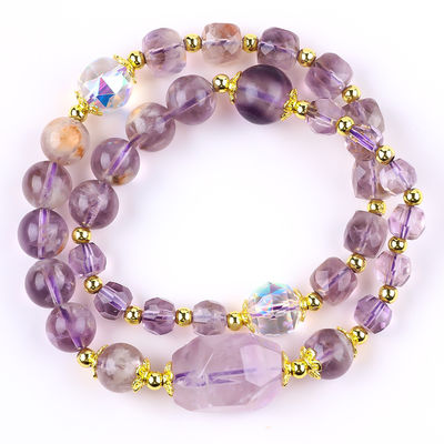 Doble capa de púrpura Azeztulite 12mm 14mm pulsera de cuentas OEM ODM