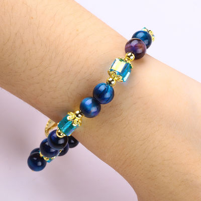 Cristales naturales curativos de 8 mm Arco iris Ojo de tigre Árbol de la vida Brazalete de cuentas para el uso diario