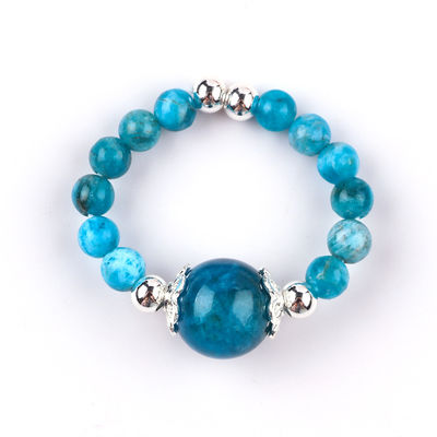 Anillo de piedra preciosa de 4 mm hecho a mano anillo ajustable de piedra de apatita azul para fiesta uso diario