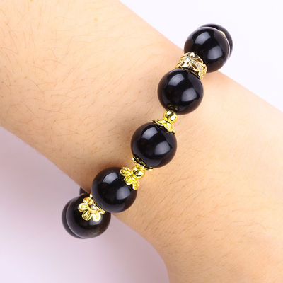 Piedra semipreciosa Obsidiana dorada con plata Obsidiana mariposa forma redonda pulsera de cuentas