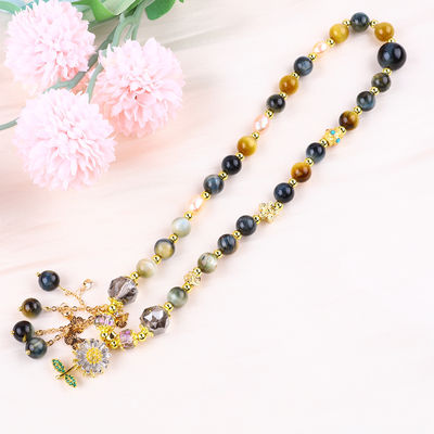 Unico 8MM con el Ojo de Tigre Sueño SolFlower Spinner Encanto Bendición Cristal Doble Pulsera de Capas