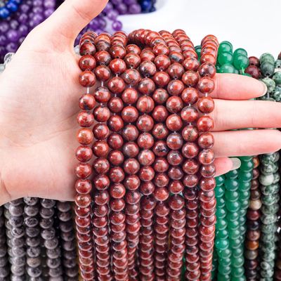 Perlas sueltas de jaspe de sésamo de 8 mm semipreciosas naturales para la fabricación de joyas
