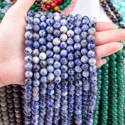 Piedra de punto azul natural espiritual 8 mm perlas sueltas redondas para joyas hechas a mano y llavero
