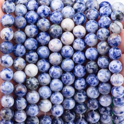 Piedra de punto azul natural espiritual 8 mm perlas sueltas redondas para joyas hechas a mano y llavero