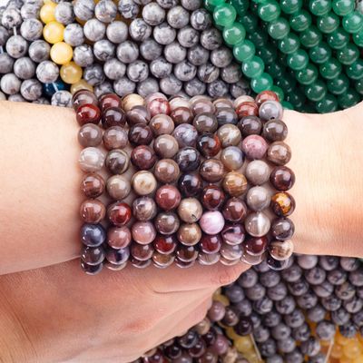 8MM de madera de jaspe de cristal real de piedra redonda de cuentas sueltas para joyas de cuentas hechas a mano