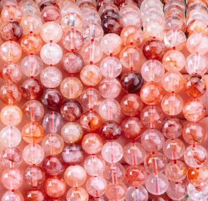 Energía curativa Fuego rojo Cuarzo redondo Perlas de piedras preciosas semipreciosas