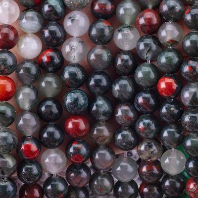 8 mm piedra de sangre africana piedra preciosa cristal de piedra curativa perlas para la fabricación de joyas