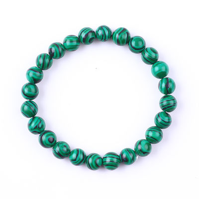 Brazalete de cuentas de curación anti ansiedad de malaquita verde natural elástico
