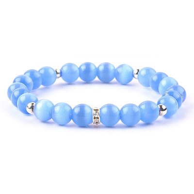 8mm//10mm/12mm Ojo de gato redondo Pulsera de piedra preciosa para combinar ropa