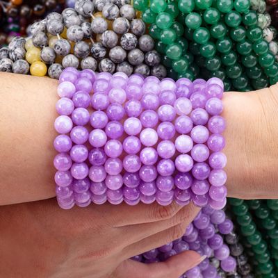 8mm Violeta Jade Perlas de piedra preciosa de cristal para la fabricación de joyas