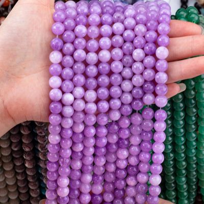 8mm Violeta Jade Perlas de piedra preciosa de cristal para la fabricación de joyas