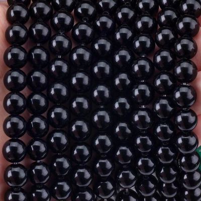 Obsidiano de cristal negro natural 8MM Perlas de piedras preciosas sueltas redondas para hacer joyas DIY