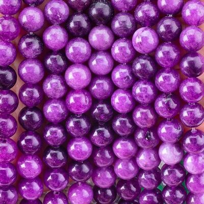 8mm Violeta Oscura Jade Perlas de piedra preciosa de cristal para la fabricación de joyas