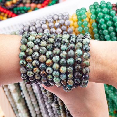 Joyería hecha a mano Haciendo 8mm Africanas Turquesa Cristal Perlas de piedra preciosa sueltas