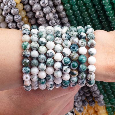 8 mm árbol Ágata Perlas de piedra preciosa de cristal para hacer joyas