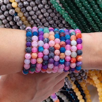 Arco iris Agate climatizado hebras de cuentas sueltas de piedra semipreciosa Matt Frosted Agate agate agate agate para joyería DIY