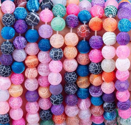 Arco iris Agate climatizado hebras de cuentas sueltas de piedra semipreciosa Matt Frosted Agate agate agate agate para joyería DIY